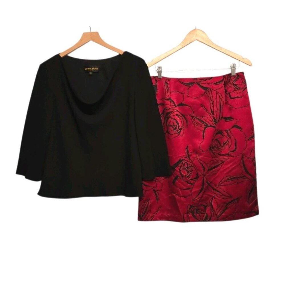 Donna Ricco 2 Piece Womens 12 Beaded Rose Skirt Set Classic Special Occasion